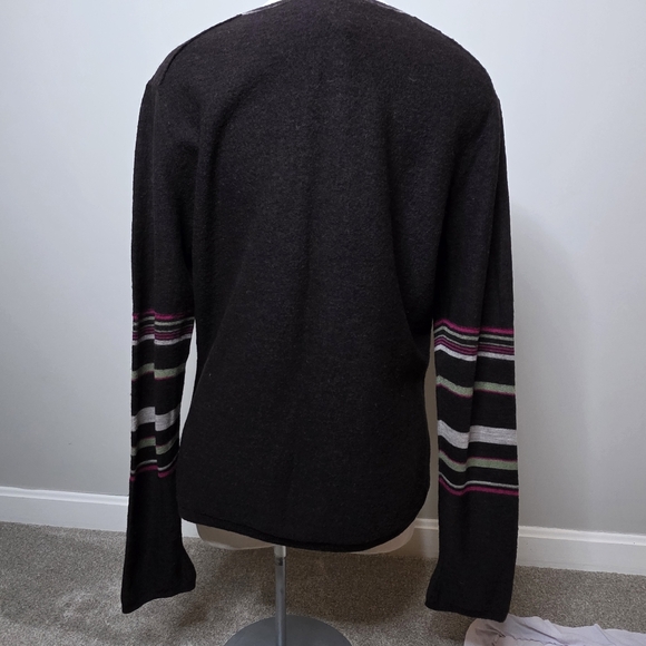 Chocolate Brown Striped Sweater XL Smartwool - Picture 3 of 8